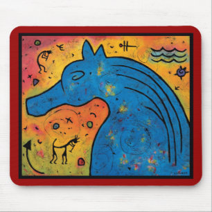 Mystery of Blue Horse Mouse Pad - 9.25" x 7.75"