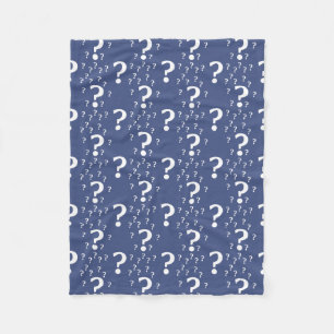 Mystery question mark riddle puzzle blue fleece blanket