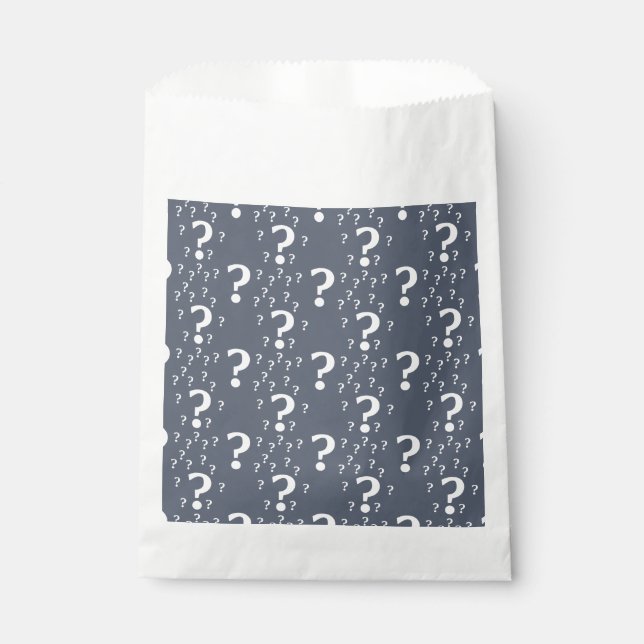Mystery question mark riddle puzzle blue-grey favour bag (Front)