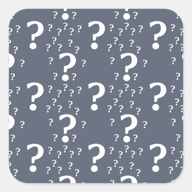 Mystery question mark riddle puzzle blue-grey square sticker (Front)