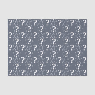 Mystery question mark riddle puzzle blue-grey tissue paper