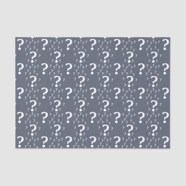 Mystery question mark riddle puzzle blue-grey tissue paper (Front)
