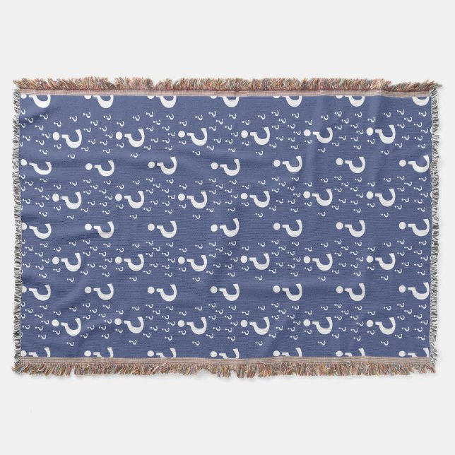 Mystery question mark riddle puzzle blue throw blanket (Front)