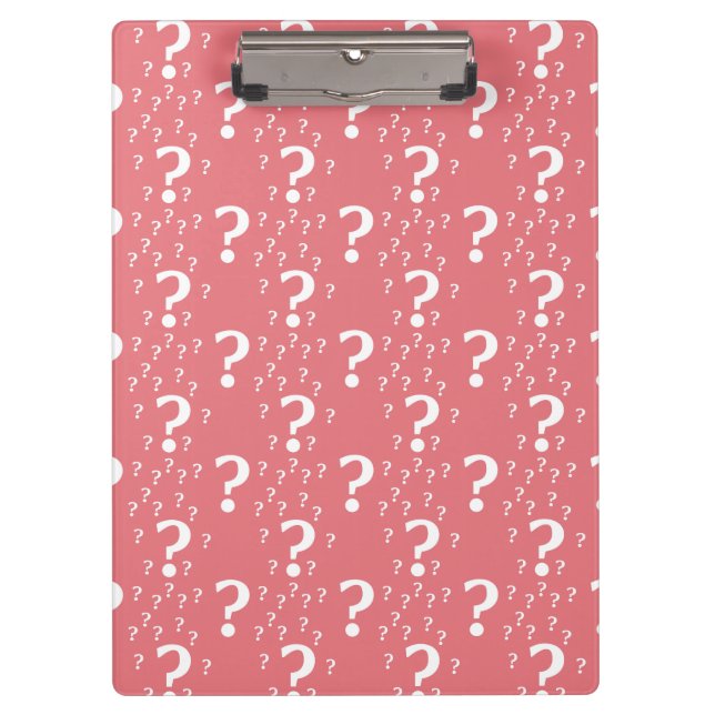 Mystery question mark riddle puzzle coral clipboard (Front)