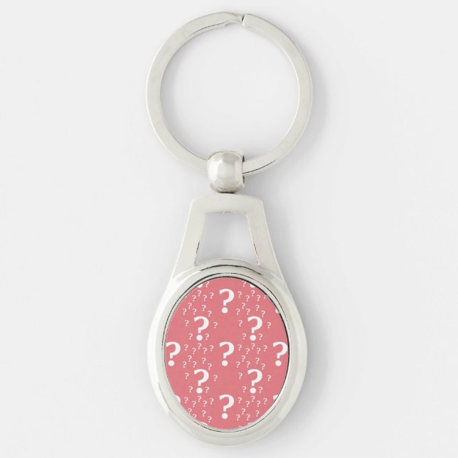 Mystery question mark riddle puzzle coral keychain (Front)