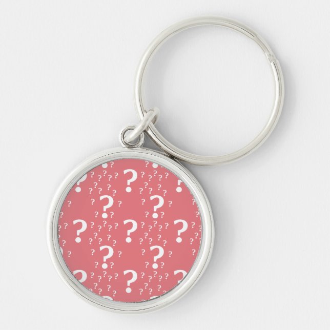 Mystery question mark riddle puzzle coral keychain (Front)