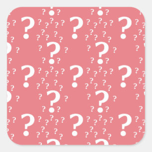 Mystery question mark riddle puzzle coral square sticker