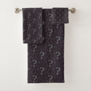 Mystery question mark riddle puzzle grey bath towel set