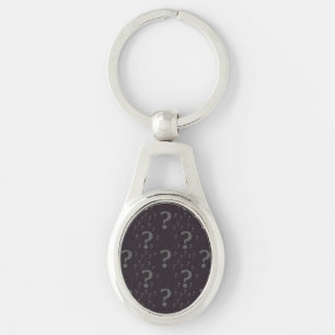 Mystery question mark riddle puzzle grey keychain