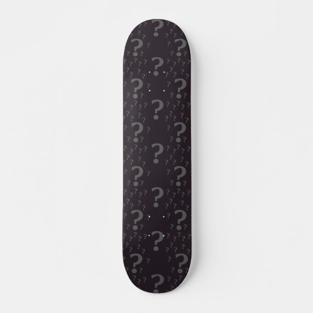 Mystery question mark riddle puzzle grey skateboard (Front)