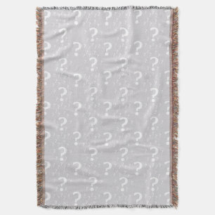 Mystery question mark riddle puzzle light gray throw blanket