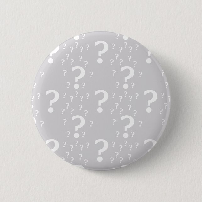 Mystery question mark riddle puzzle light grey 2 inch round button (Front)