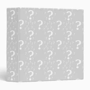 Mystery question mark riddle puzzle light grey binder