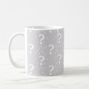 Mystery question mark riddle puzzle light grey coffee mug