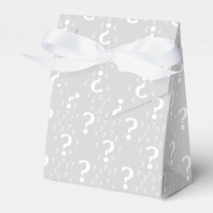 Mystery question mark riddle puzzle light grey favor box