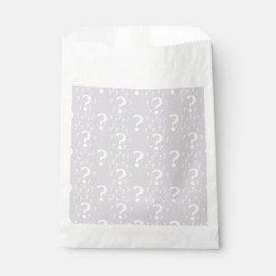 Mystery question mark riddle puzzle light grey favour bag