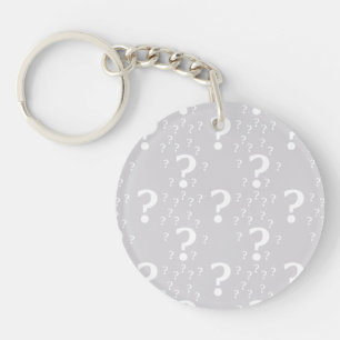 Mystery question mark riddle puzzle light grey keychain