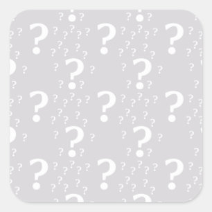 Mystery question mark riddle puzzle light grey square sticker