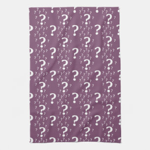 Mystery question mark riddle puzzle mauve kitchen towel