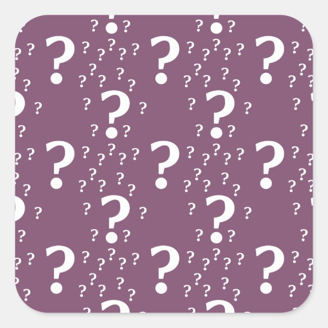 Mystery question mark riddle puzzle mauve square sticker (Front)