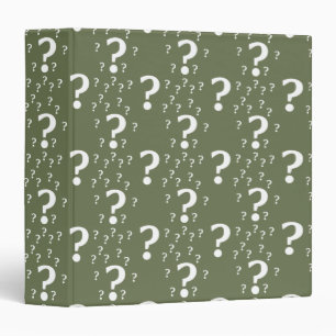 Mystery question mark riddle puzzle olive green binder