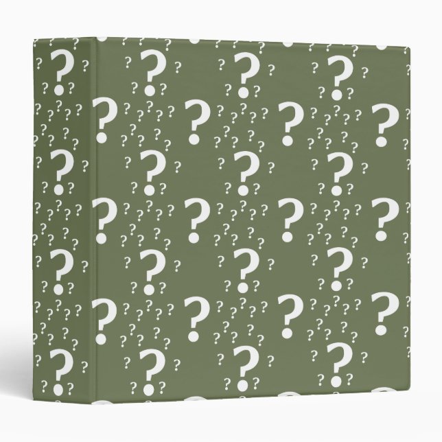 Mystery question mark riddle puzzle olive green binder (Front/Spine)