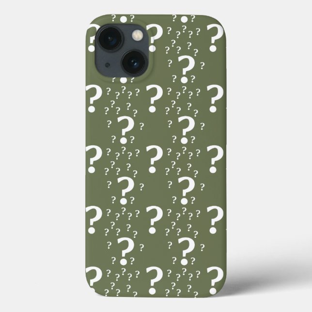 Mystery question mark riddle puzzle olive green Ca Case-Mate iPhone Case (Back)