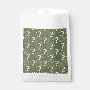 Mystery question mark riddle puzzle olive green favour bag