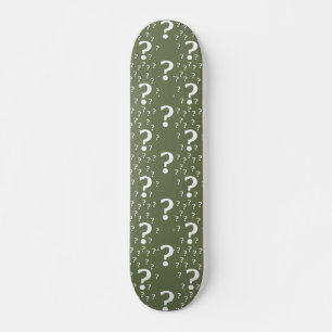 Mystery question mark riddle puzzle olive green skateboard
