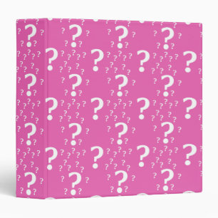 Mystery question mark riddle puzzle pink binder