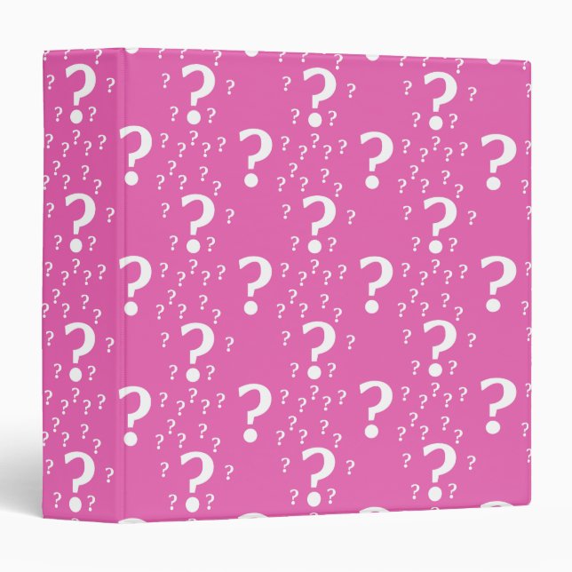 Mystery question mark riddle puzzle pink binder (Front/Spine)