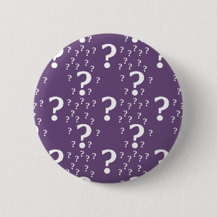 Mystery question mark riddle puzzle purple 2 inch round button