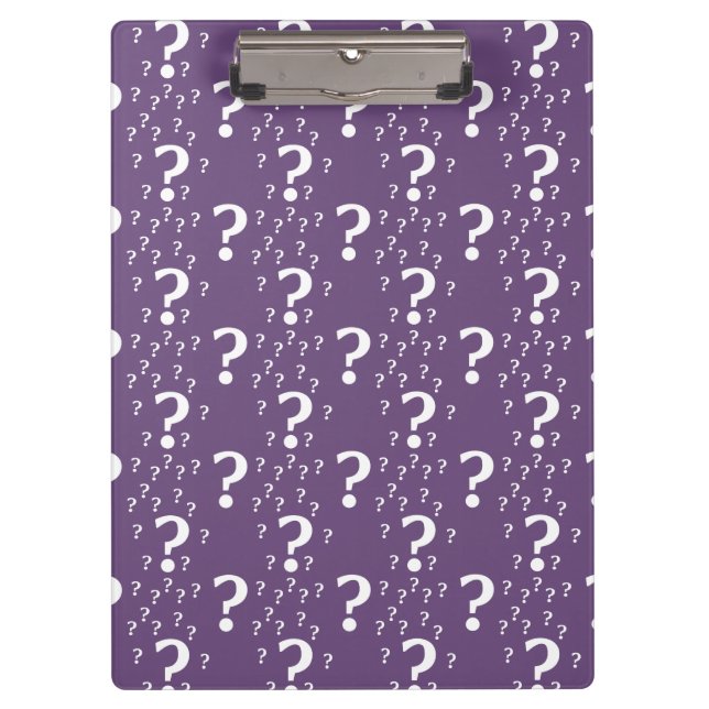 Mystery question mark riddle puzzle purple clipboard (Front)