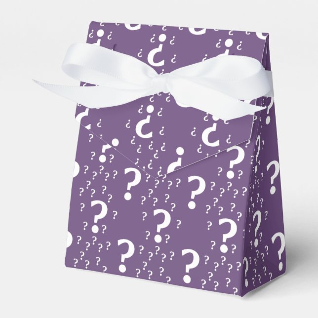 Mystery question mark riddle puzzle purple favor box (Front Side)