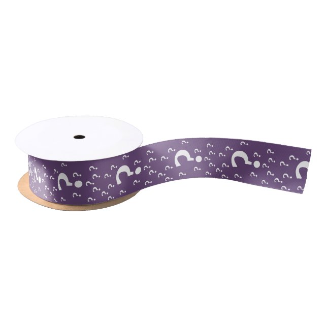 Mystery question mark riddle puzzle purple satin ribbon (Spool)
