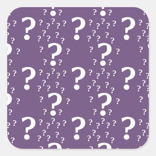 Mystery question mark riddle puzzle purple square sticker (Front)