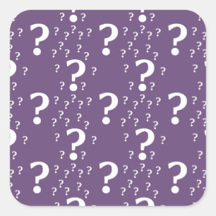 Mystery question mark riddle puzzle purple square sticker