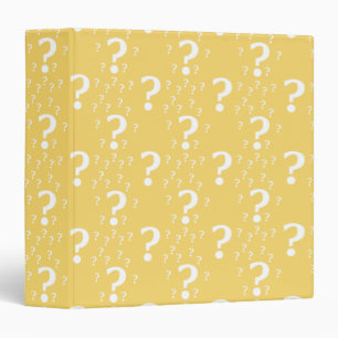 Mystery question mark riddle puzzle yellow binder