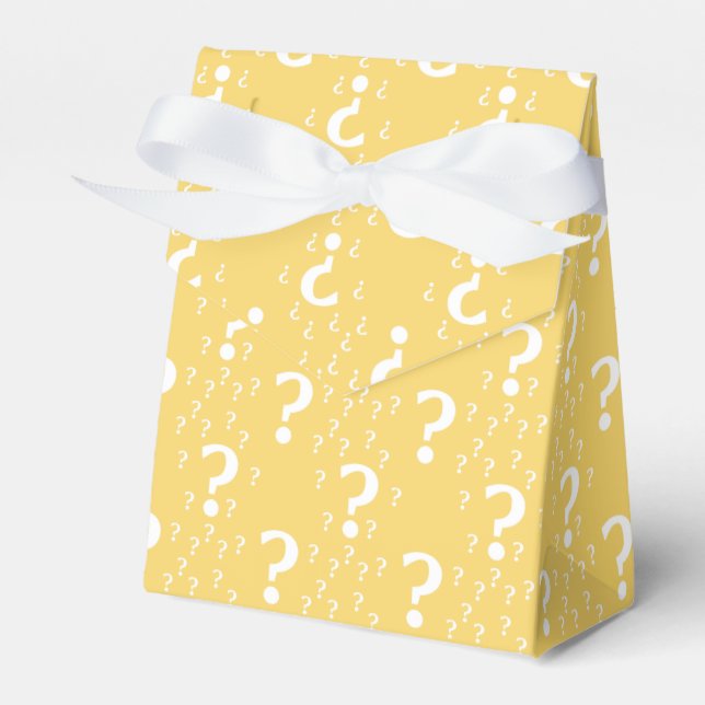 Mystery question mark riddle puzzle yellow favor box (Front Side)