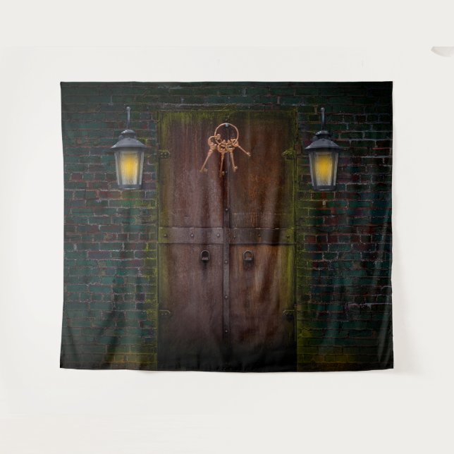 Mystery Room Escape Door Party Backdrop Tapestry (Front (Horizontal))