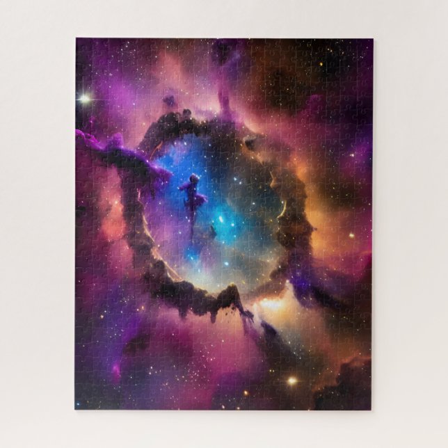 Mystery shadow figure in clouds of space nebula jigsaw puzzle (Vertical)