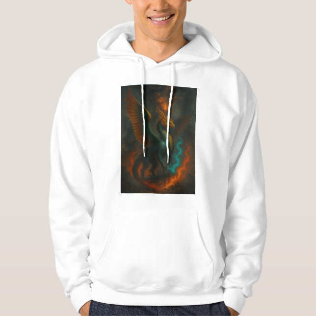 MySthical Fire Phoenix Beast – Epic Fantasy Art  Hoodie (Front)