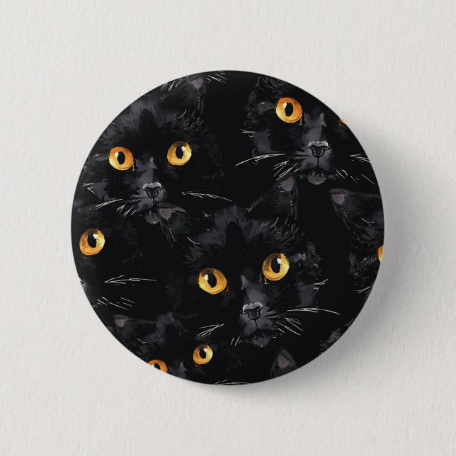 Mystic Black Cat Eyes Pattern 2 Inch Round Button (Front)