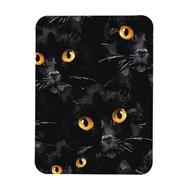 Mystic Black Cat Eyes Pattern Magnet (Vertical)