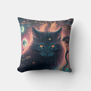 Mystic Black Cat Pillow Witchy Gift