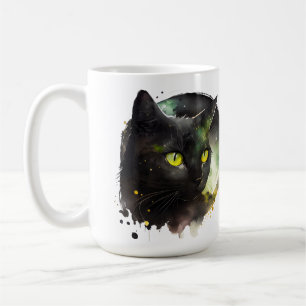 Mystic Black Cat Watercolor – Enchanted Night Art Coffee Mug