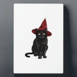 Mystic Black Cat with Dark Red Hat Classic T-Shirt Plaque<br><div class="desc">Mystic Black Cat with Dark Red Hat Classic T-Shirt</div>