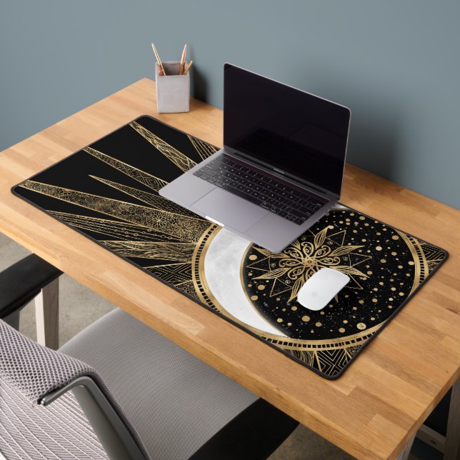 Mystic Black Gold Sun Moon Mandala (Bureau 2)