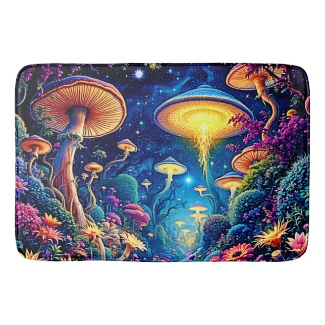 Mystic Bloom Forest Under Stars Bath Mat (Front)