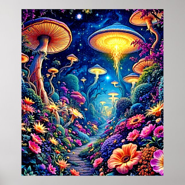 Mystic Bloom Forest Under Stars Poster (Front)